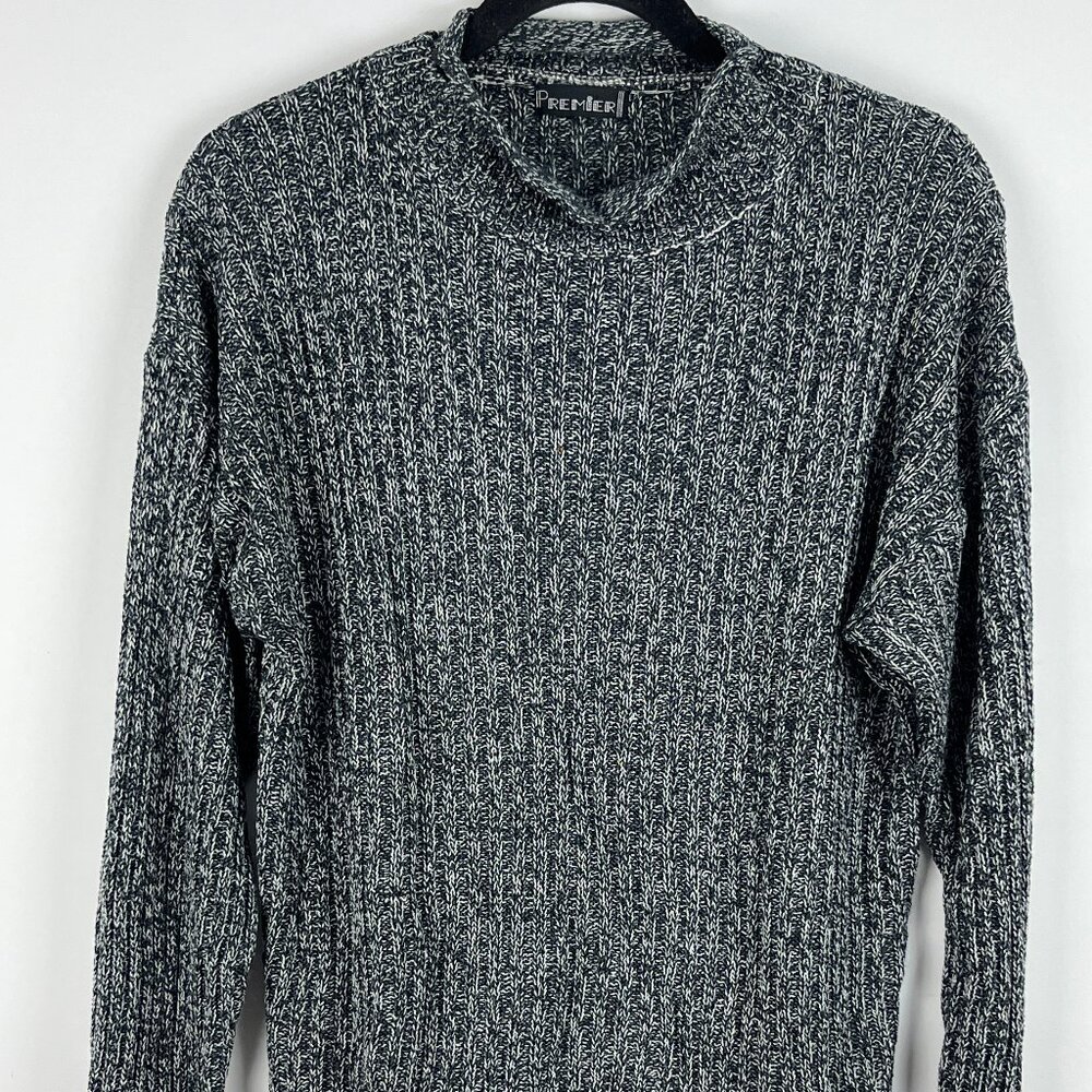 Premier Sweater Size L Gray Long Sleeve Mock Neck Acrylic Knit Stretch